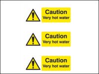 Caution Very hot water 3 pack Self Adhesive Vinyl A5 Sign