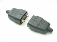 Rubber Plug & Socket 2 Pin  - Black 10 Amp