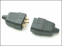 Rubber Plug & Socket 3 Pin - Black 10 Amp