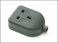 Black 13 amp 1 Gang Rubber Extension Sockets
