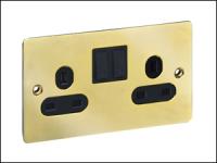 Mirror Brass 2 Gang Switched Socket