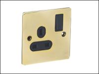 Mirror Brass 1 Gang Switched Socket