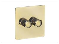 Mirror Brass 2 Gang 2 Way Dimmer 400 Watt