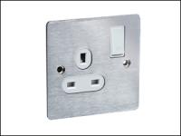 Brushed Chrome 1 Gang Switched Socket