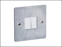 Brushed Chrome 2 Gang 2 Way Switch