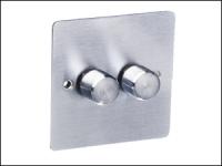 Brushed Chrome 2 Gang 2 Way Dimmer 400 Watt
