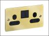 Mirror Brass 2 Gang Switched Socket