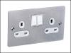 Brushed Chrome 2 Gang Switched Socket
